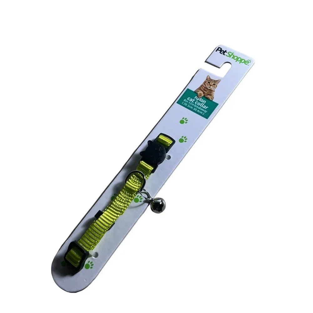 Cat Collar Nylon Neon Green PetShoppe Collar Size 8in-12in Breakaway